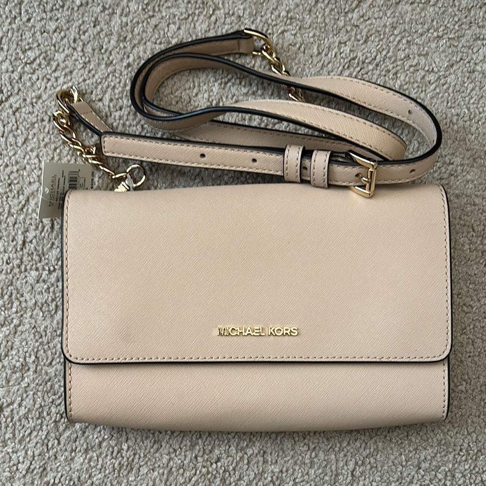 Michael Kors Cream Crossbody with Gold-Tone Logo
